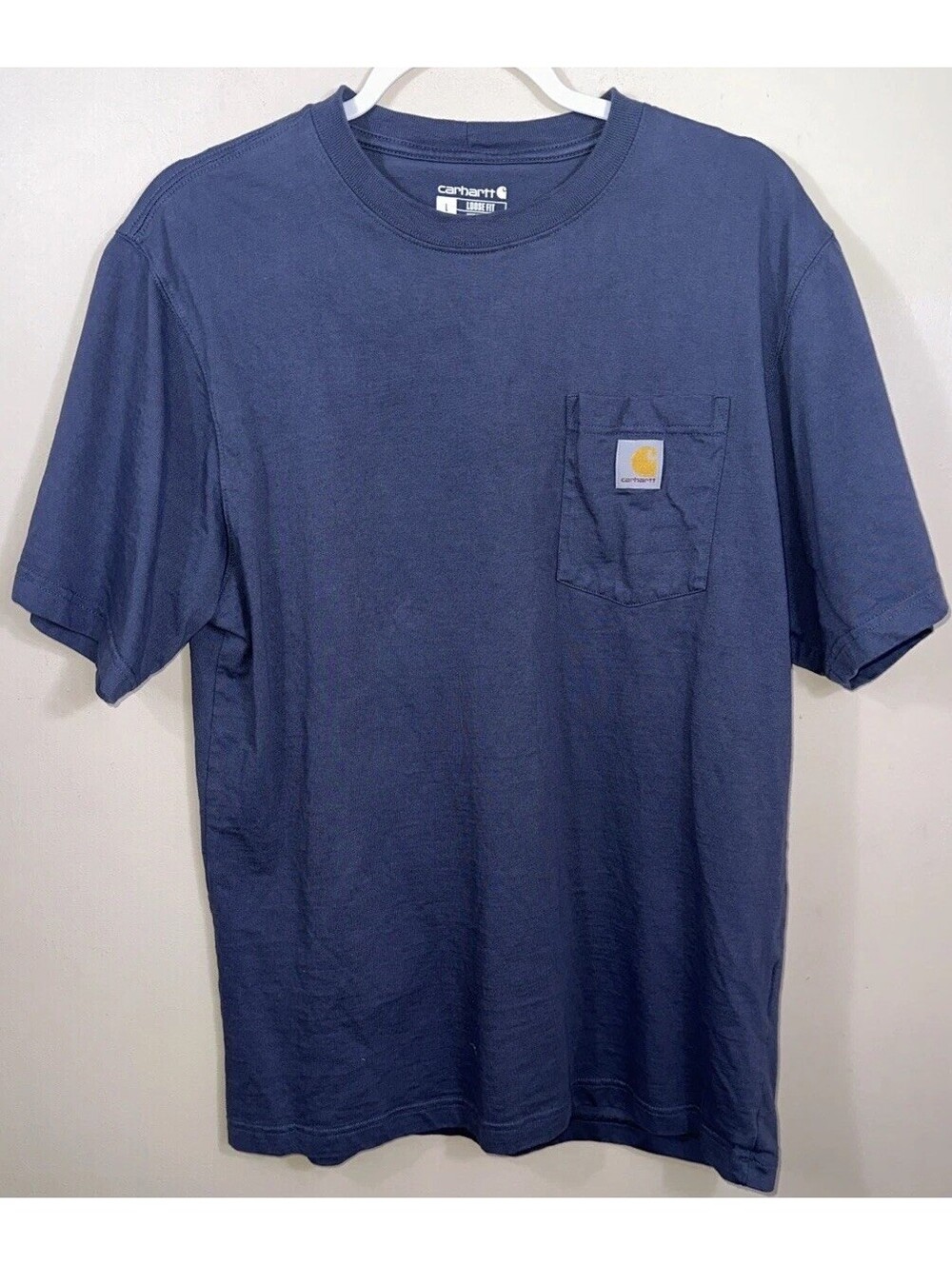 Carhartt Mens Loose Fit Pocket T Shirt Large Navy Blue Cotton Short Sleeve